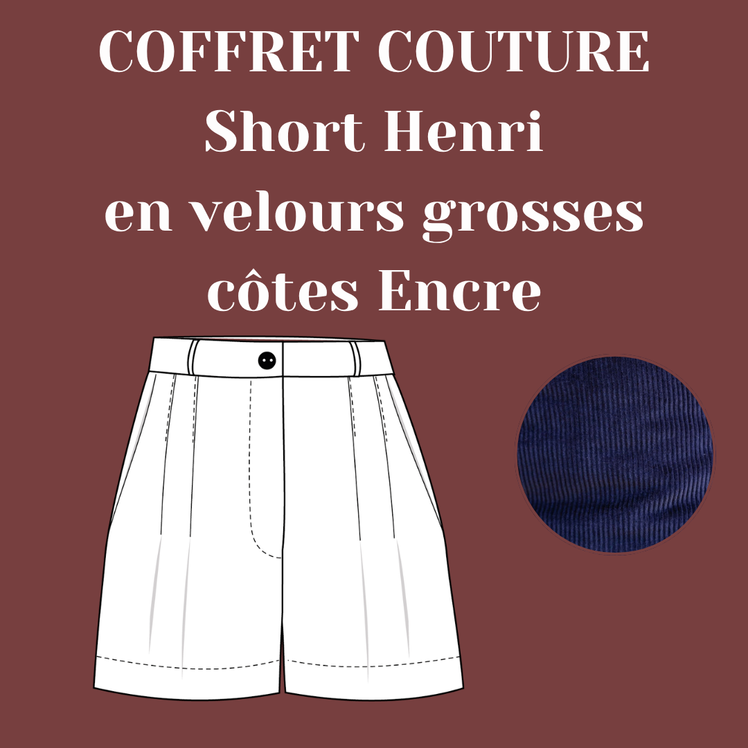 Coffret Couture - Short Henri - Velours grosses côtes Encre