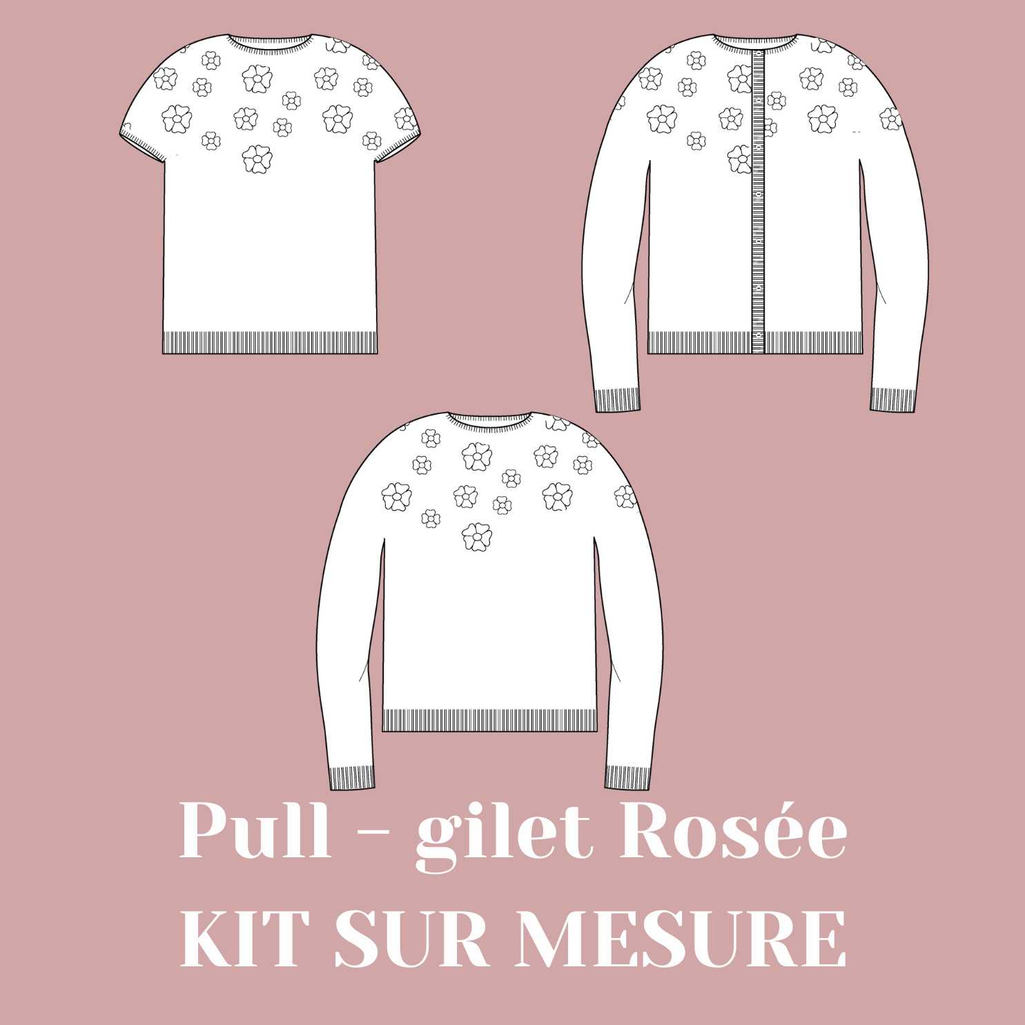 Kit tricot - Pull-Gilet Rosée Fingering