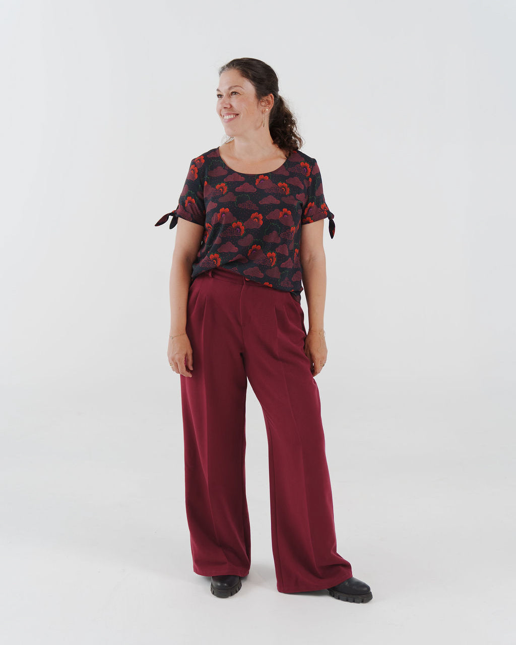 Gabardine stretch BORDEAUX - COUPONS