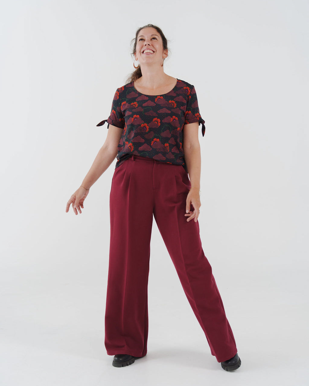 Gabardine stretch BORDEAUX - COUPONS