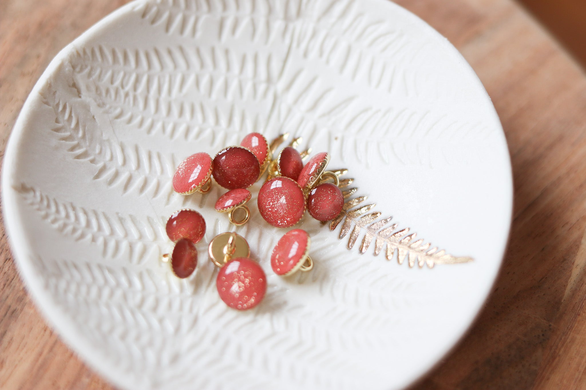 Bouton de bottine pailletté or - Terracotta