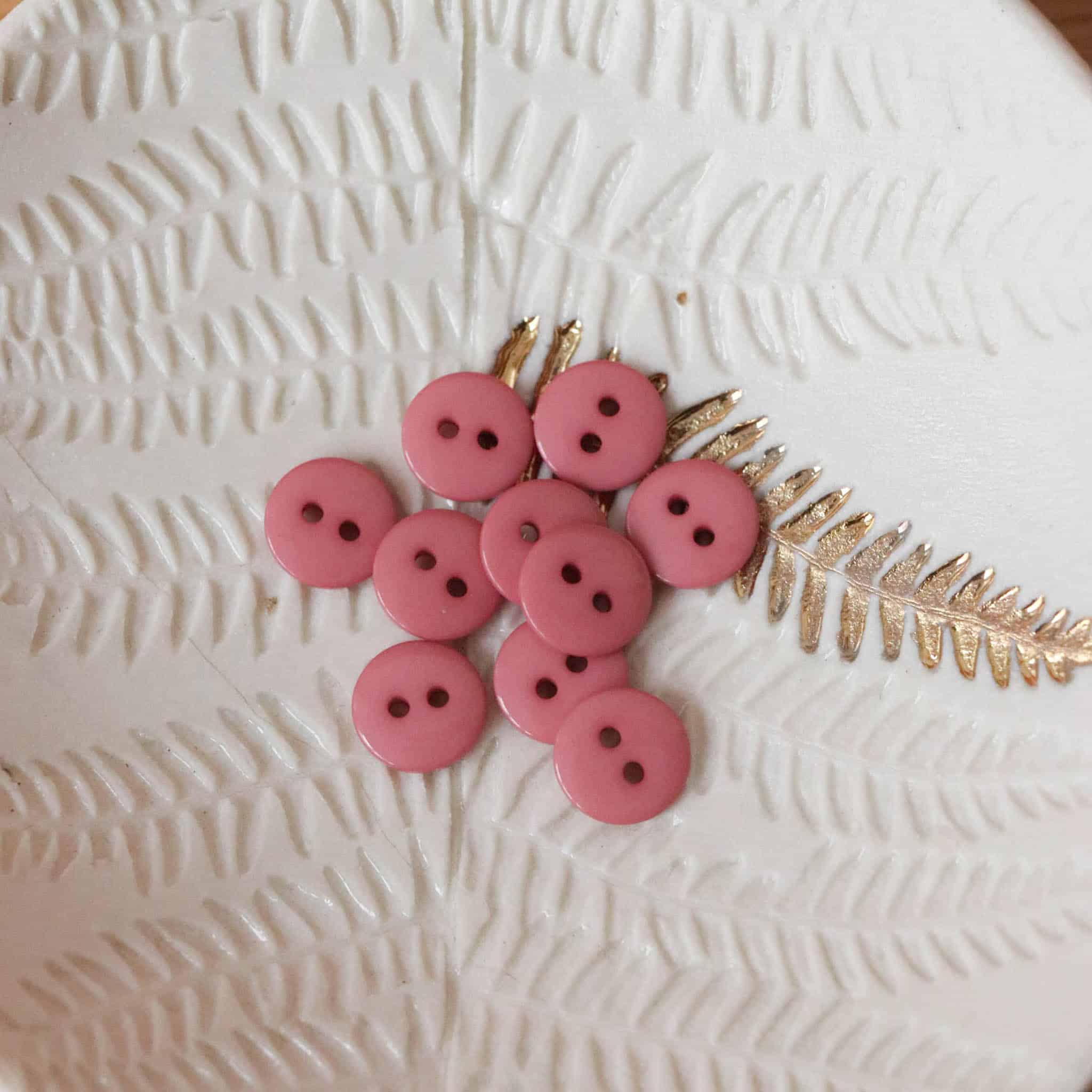 Bouton plat brillant - Vieux Rose