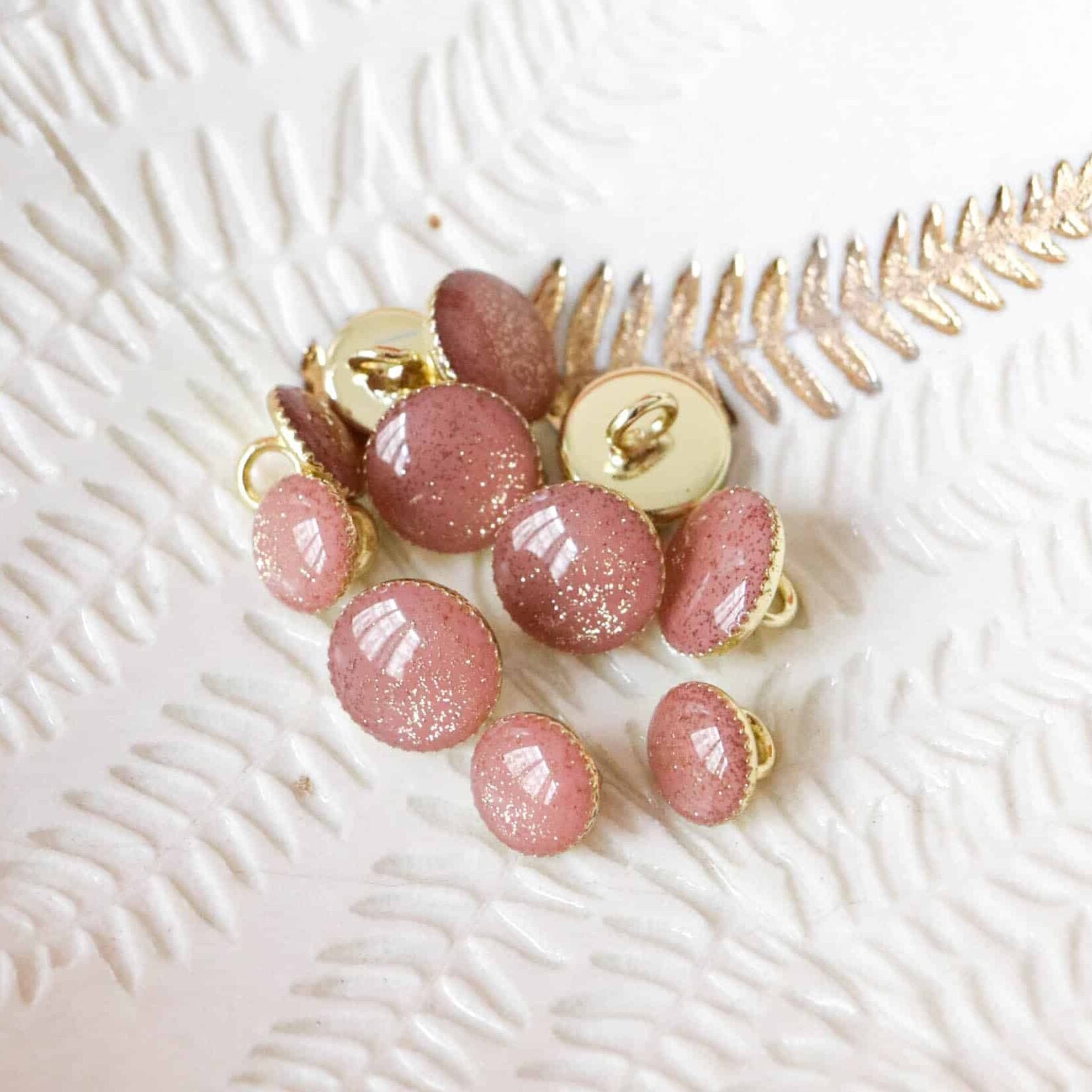 Gold glitter boot button - Antique Pink