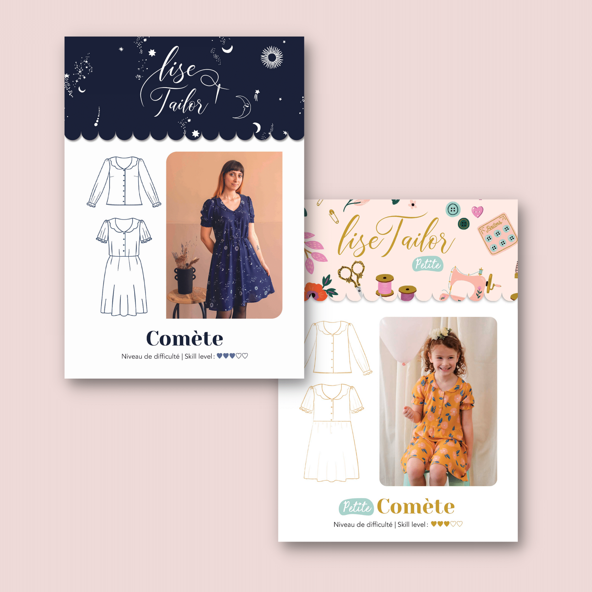 Duo "Mère - Fille " - Robe Comète - Pochette