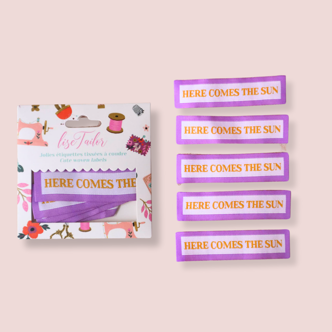 Étiquettes Tissées à Coudre “Here comes the sun”