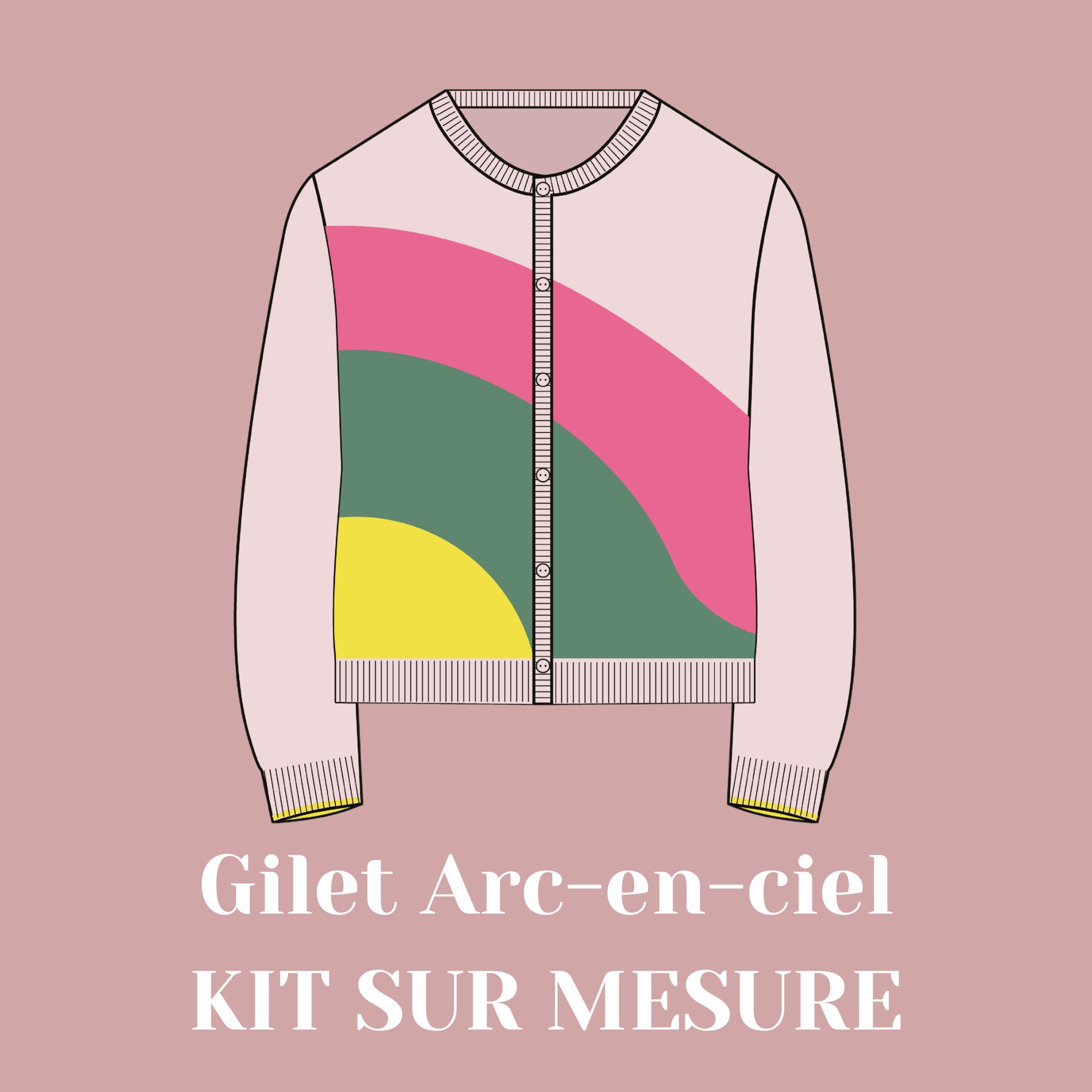 Kit tricot - Gilet Arc-en-ciel