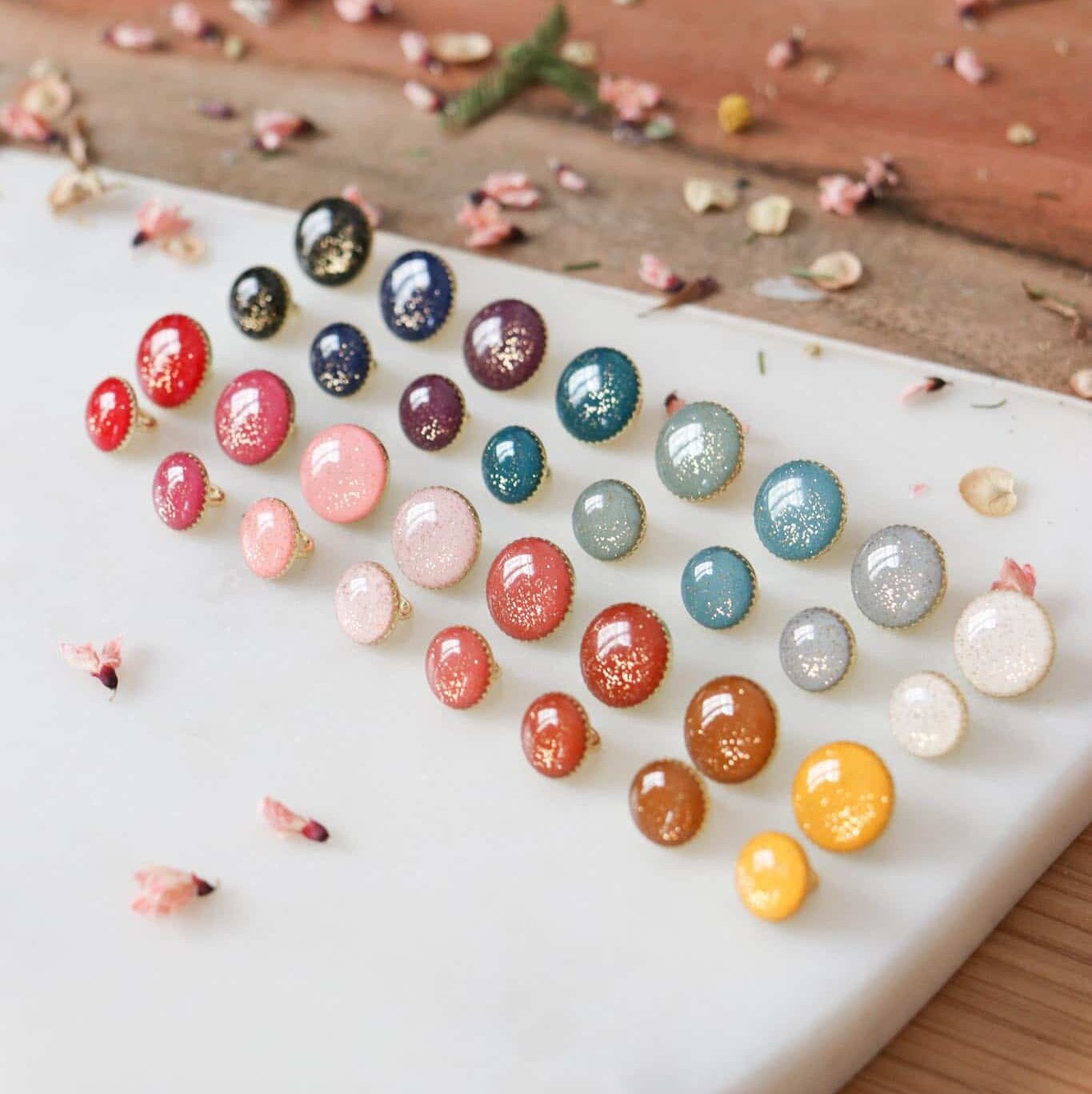 Boutons de bottine pailletté or