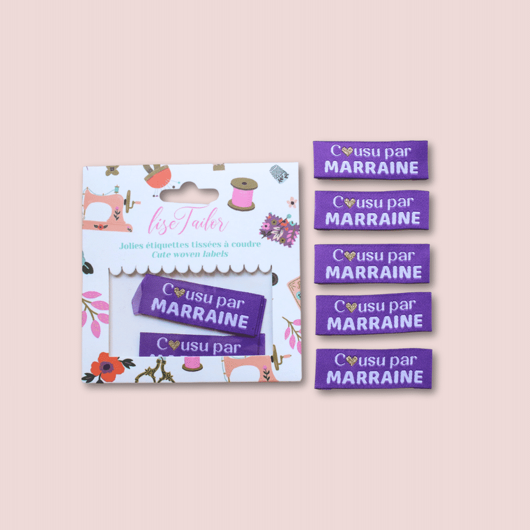 Étiquettes Tissées à Coudre “Cousu par Marraine”