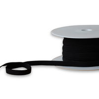 8mm Black Elastic Velvet Face - Sold by the Meter
