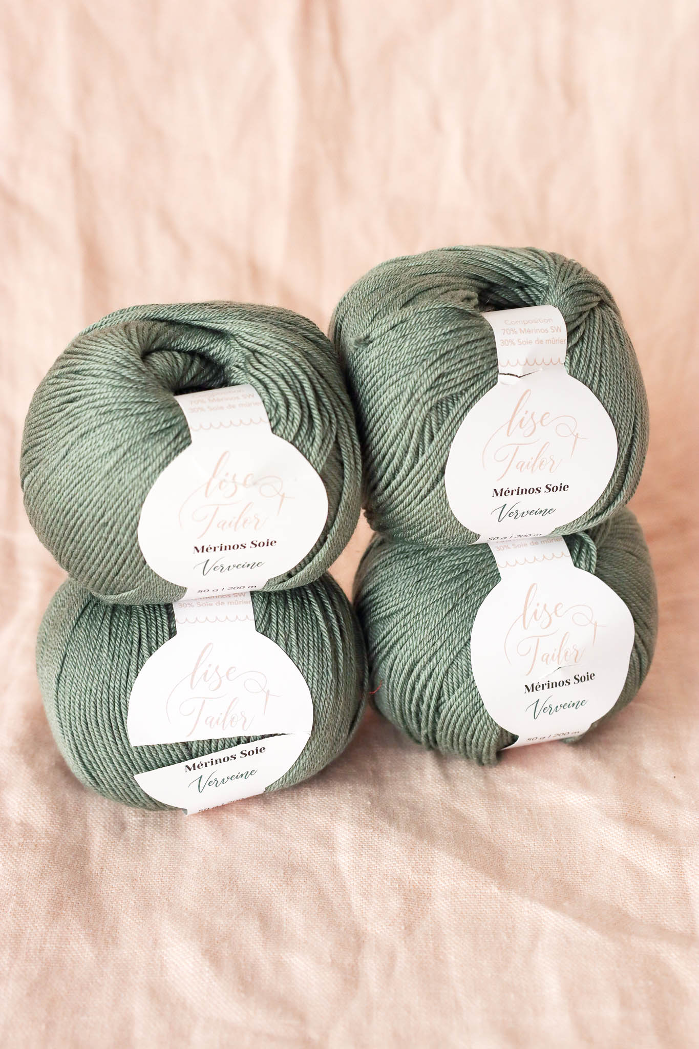 Set of 4 Merino & Silk skeins - Verbena - Labels cut