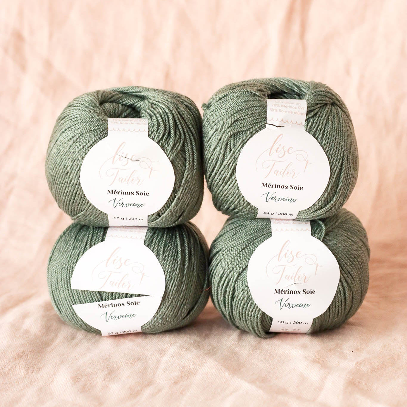 Set of 4 Merino & Silk skeins - Verbena - Labels cut