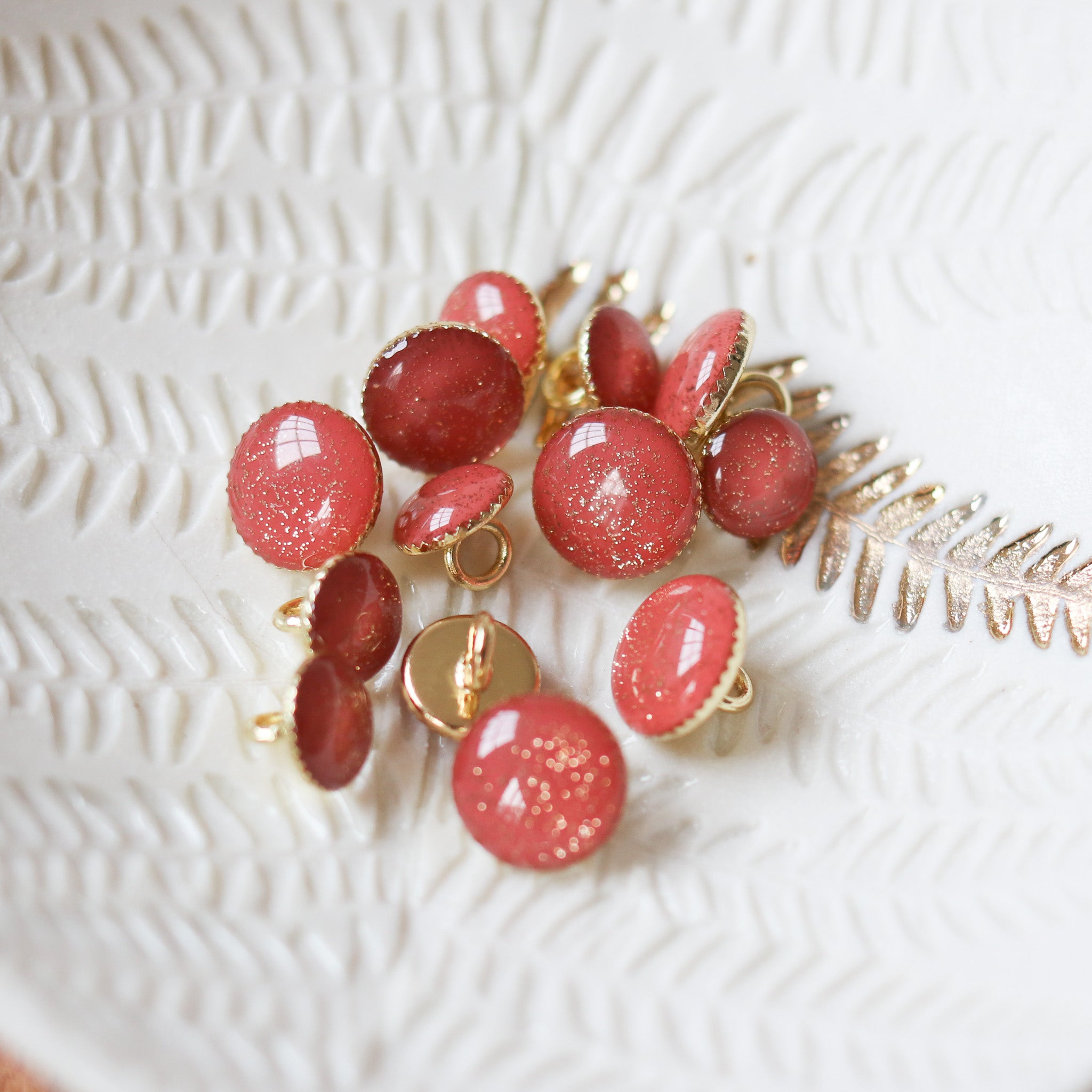 Bouton de bottine pailletté or - Terracotta