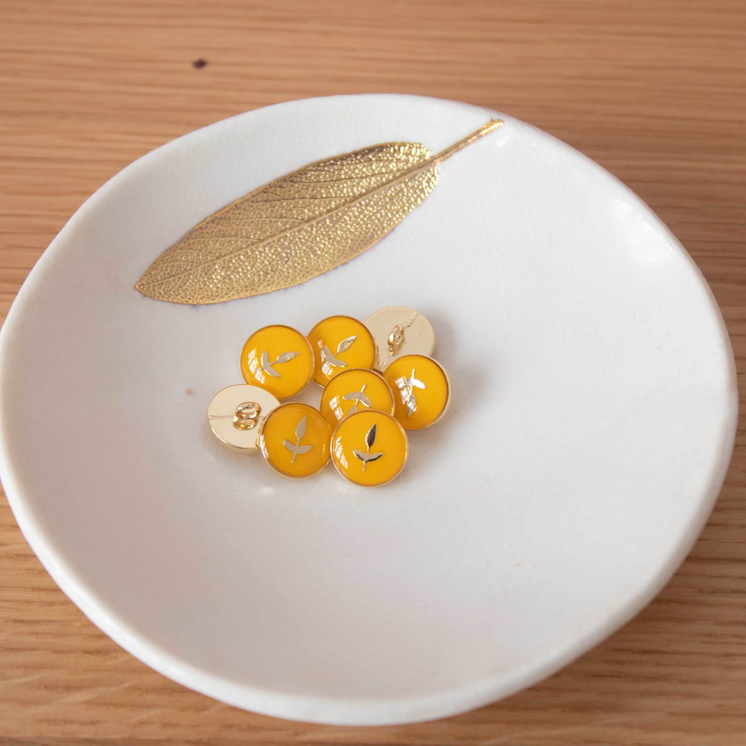 Bouton de bottine Feuillette - Jaune soleil
