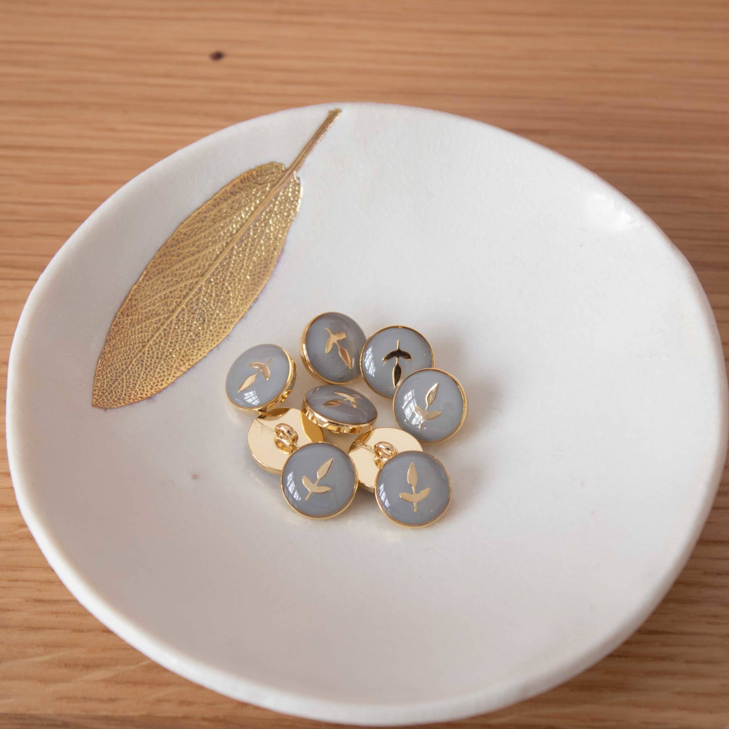 Bouton de bottine Feuillette - Gris Perle