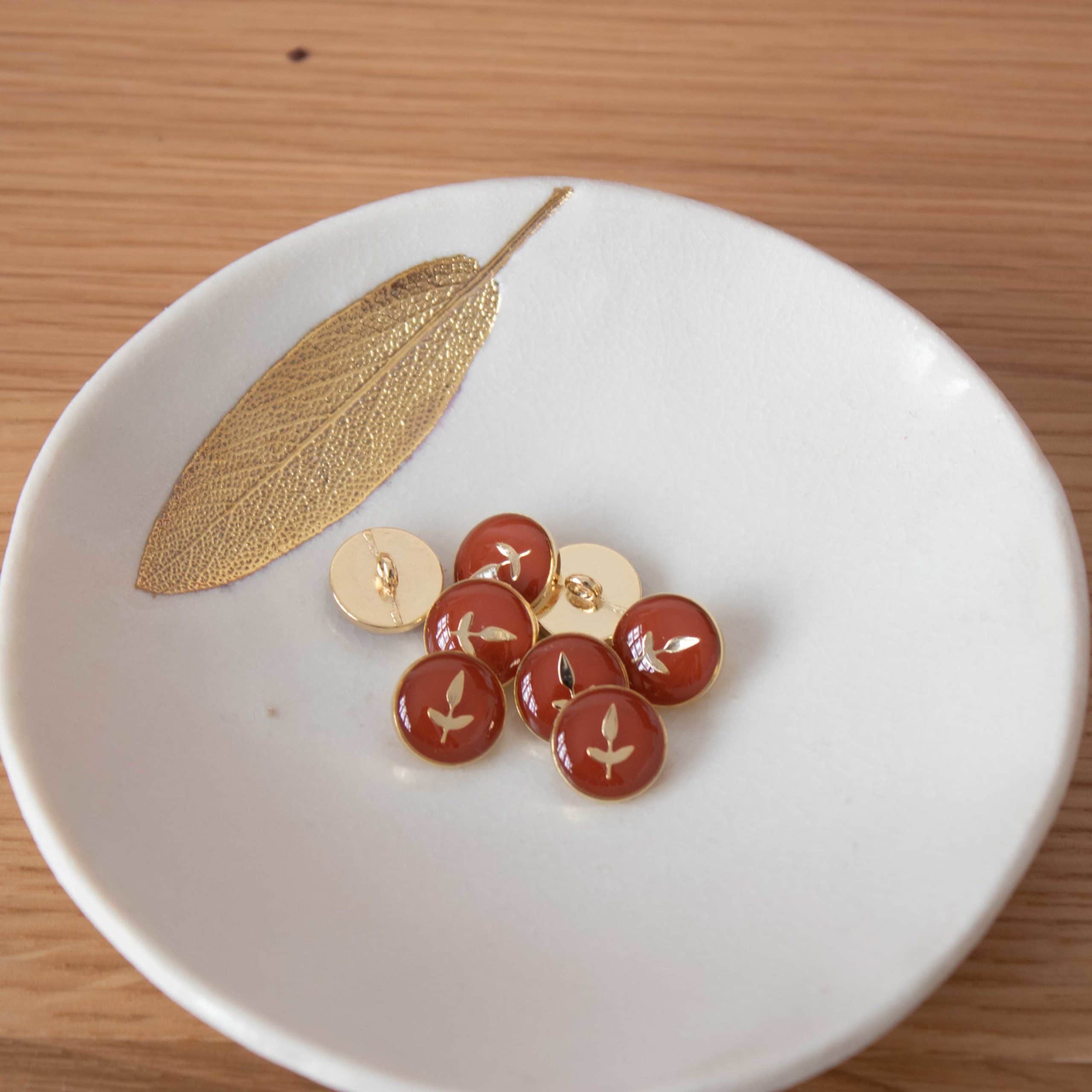 Bouton de bottine Feuillette - Caramel