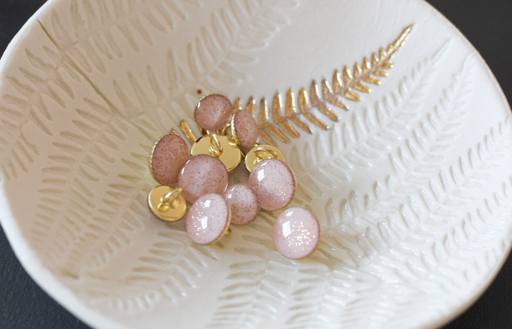 Bouton de bottine pailletté or - Rose Pâle