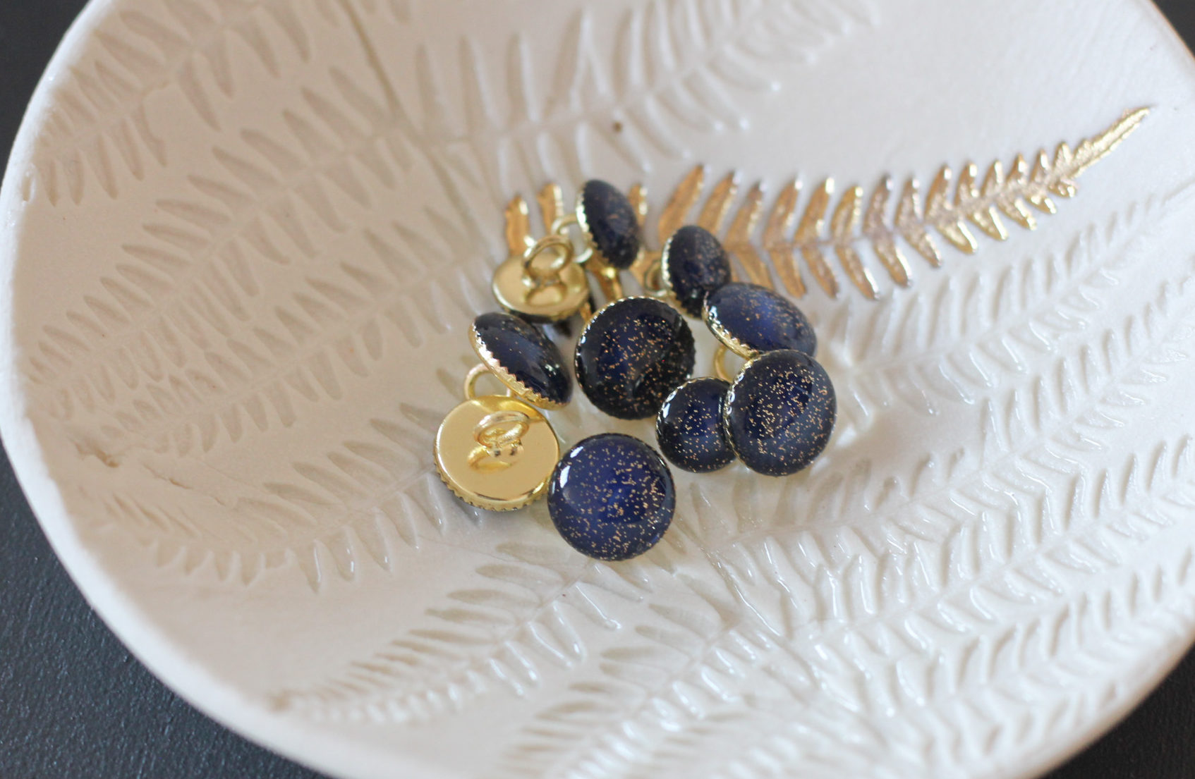 Bouton de bottine pailletté or - Bleu Marine