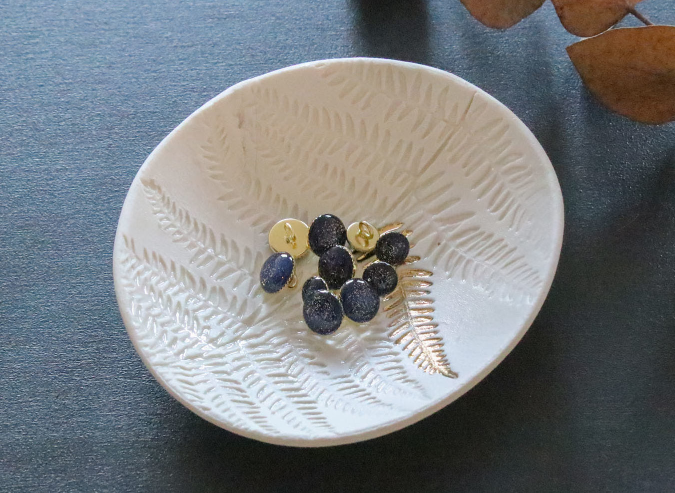 Bouton de bottine pailletté or - Bleu Marine