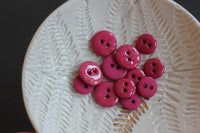 Bouton glitter deux trous - Fuchsia