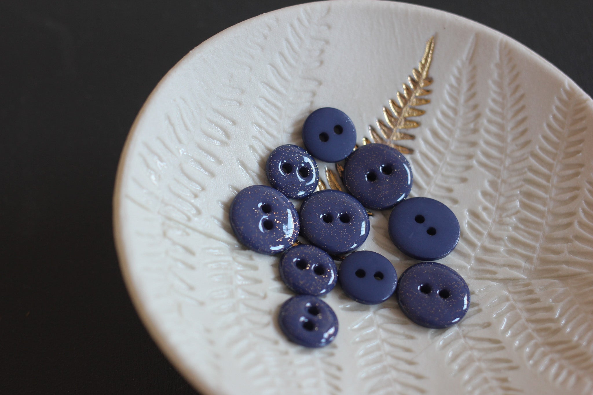 Bouton glitter deux trous - Bleu Marine