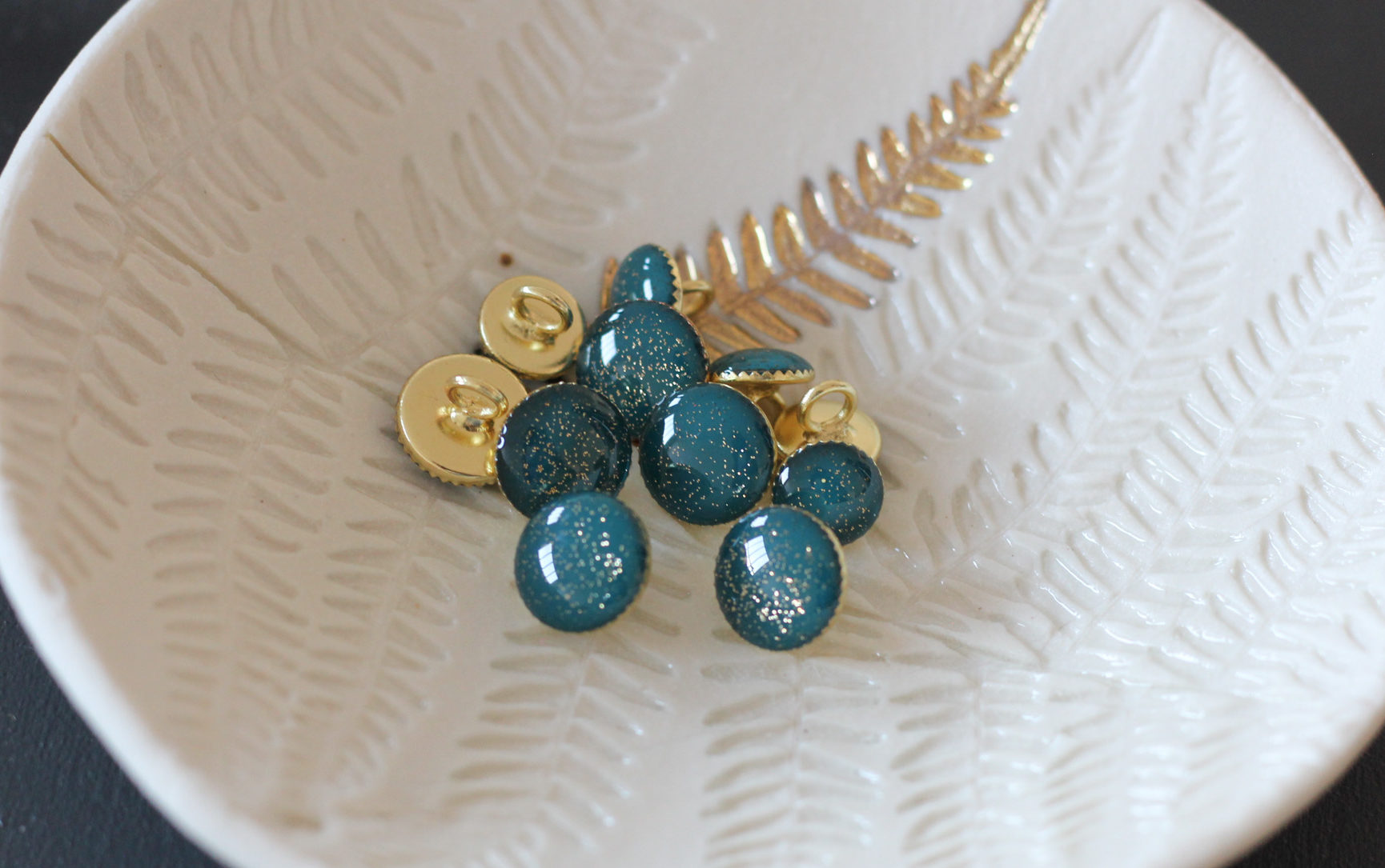 Bouton de bottine pailletté or - Vert Sapin