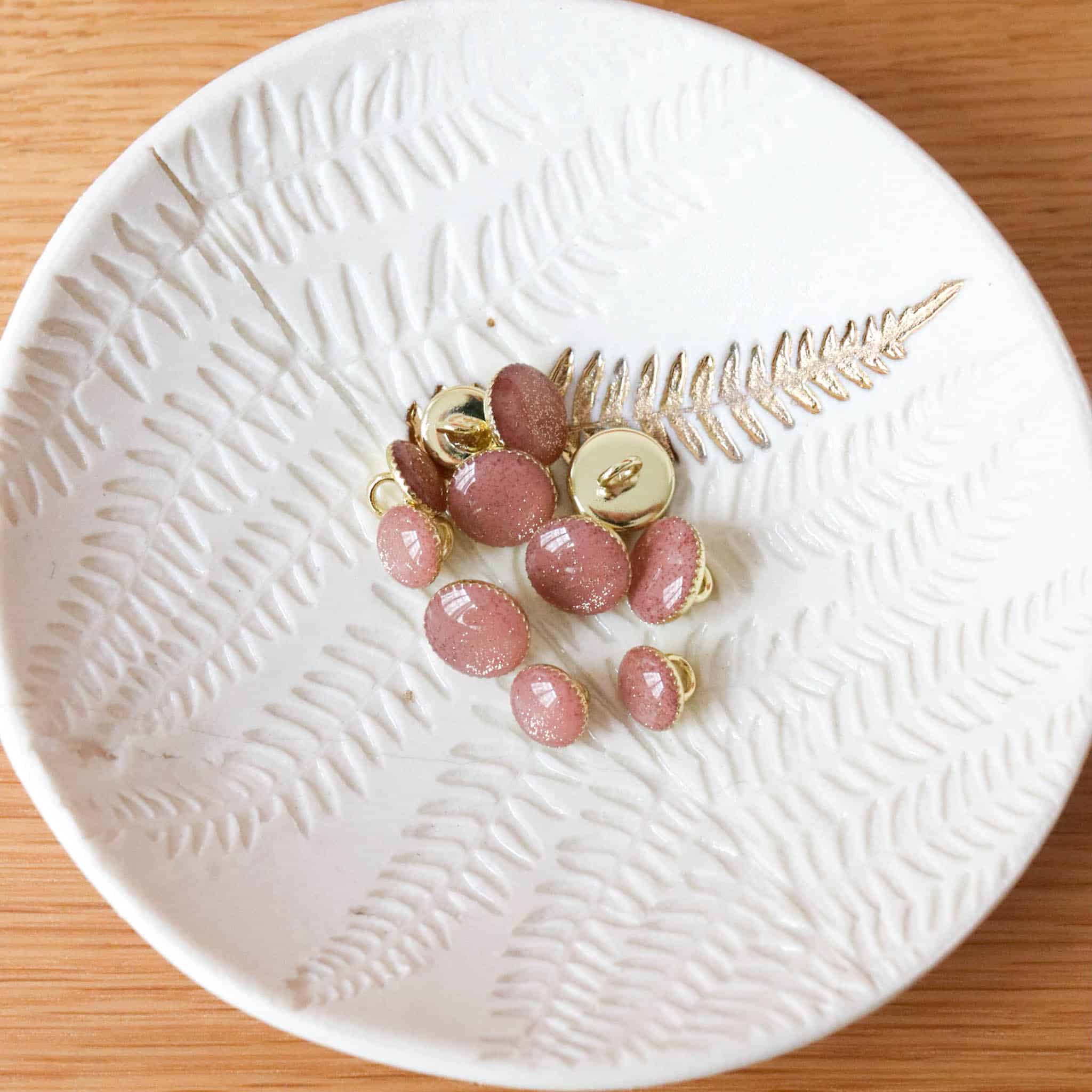 Bouton de bottine pailletté or - Vieux Rose