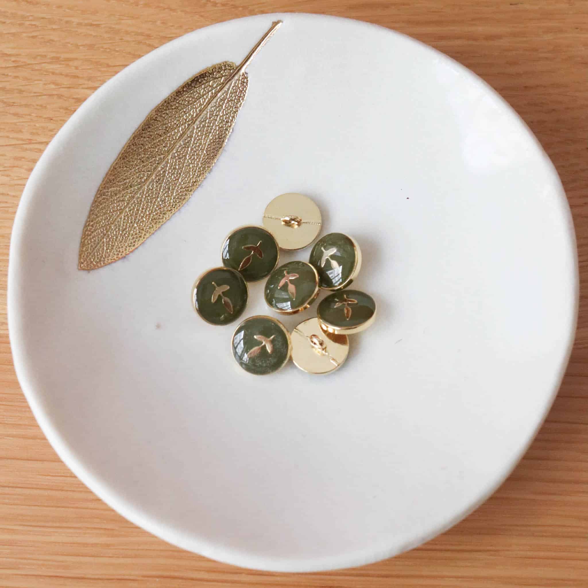 Bouton de bottine Feuillette - Kaki