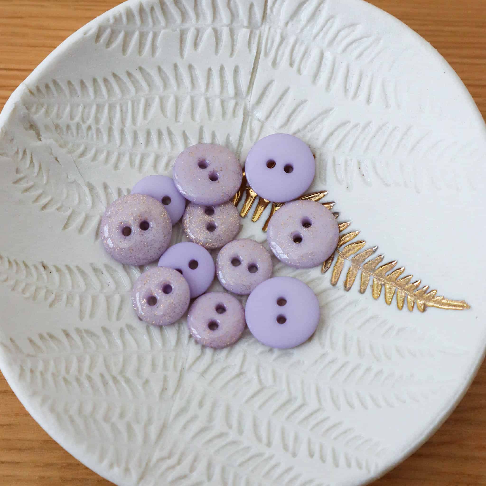 Bouton glitter deux trous - Lilas