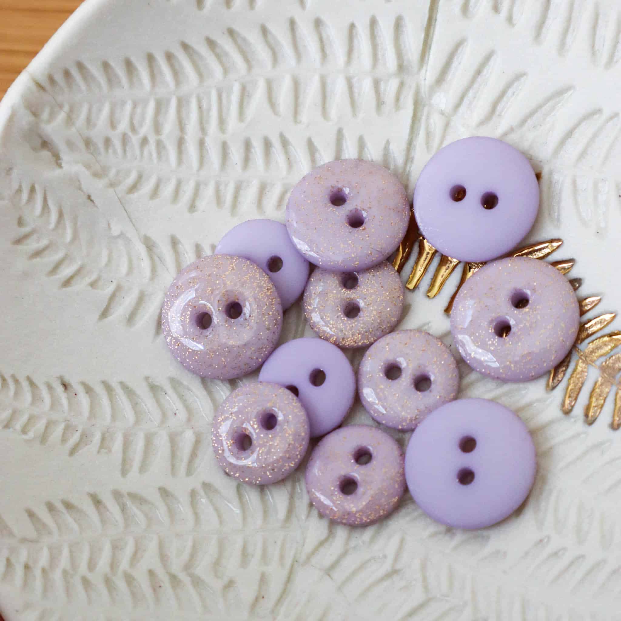 Bouton glitter deux trous - Lilas