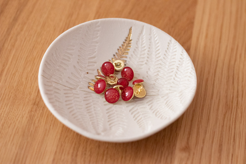 Bouton de bottine pailletté or - Rouge