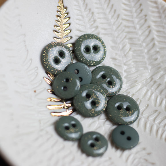 Bouton glitter deux trous - Verveine