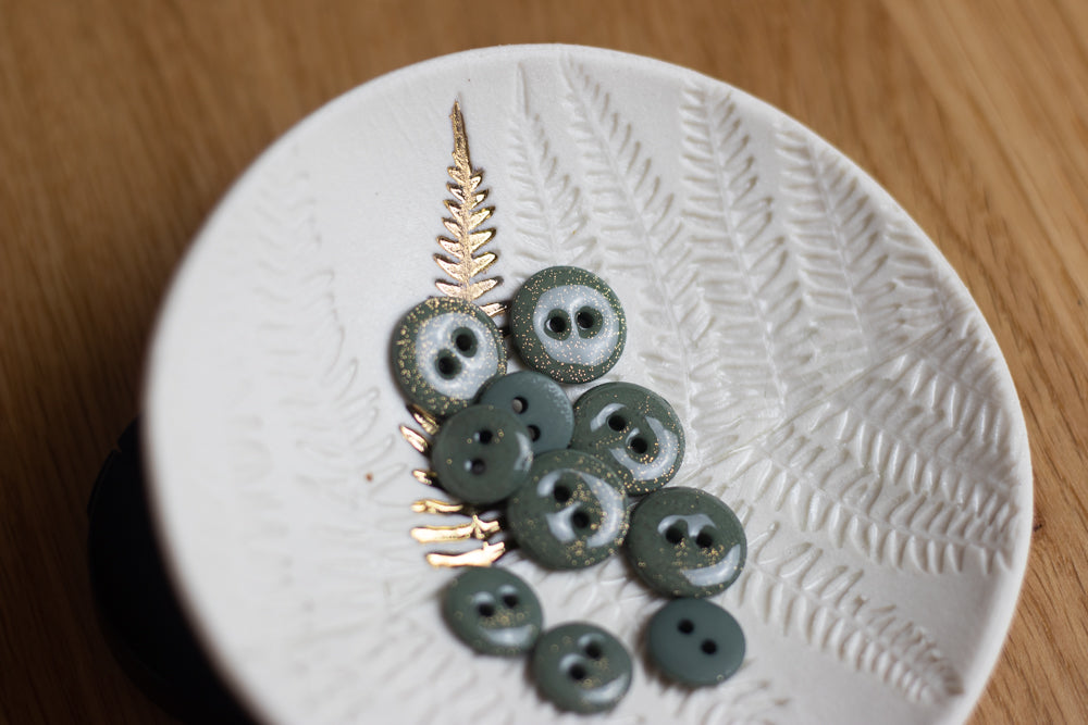 Bouton glitter deux trous - Verveine