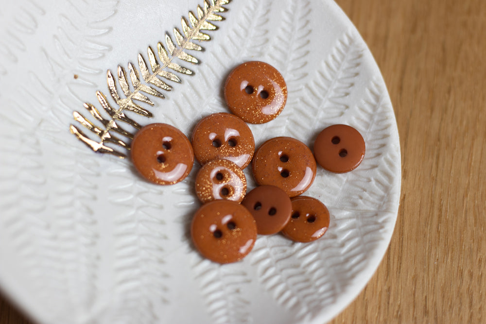 Bouton glitter deux trous - Miel