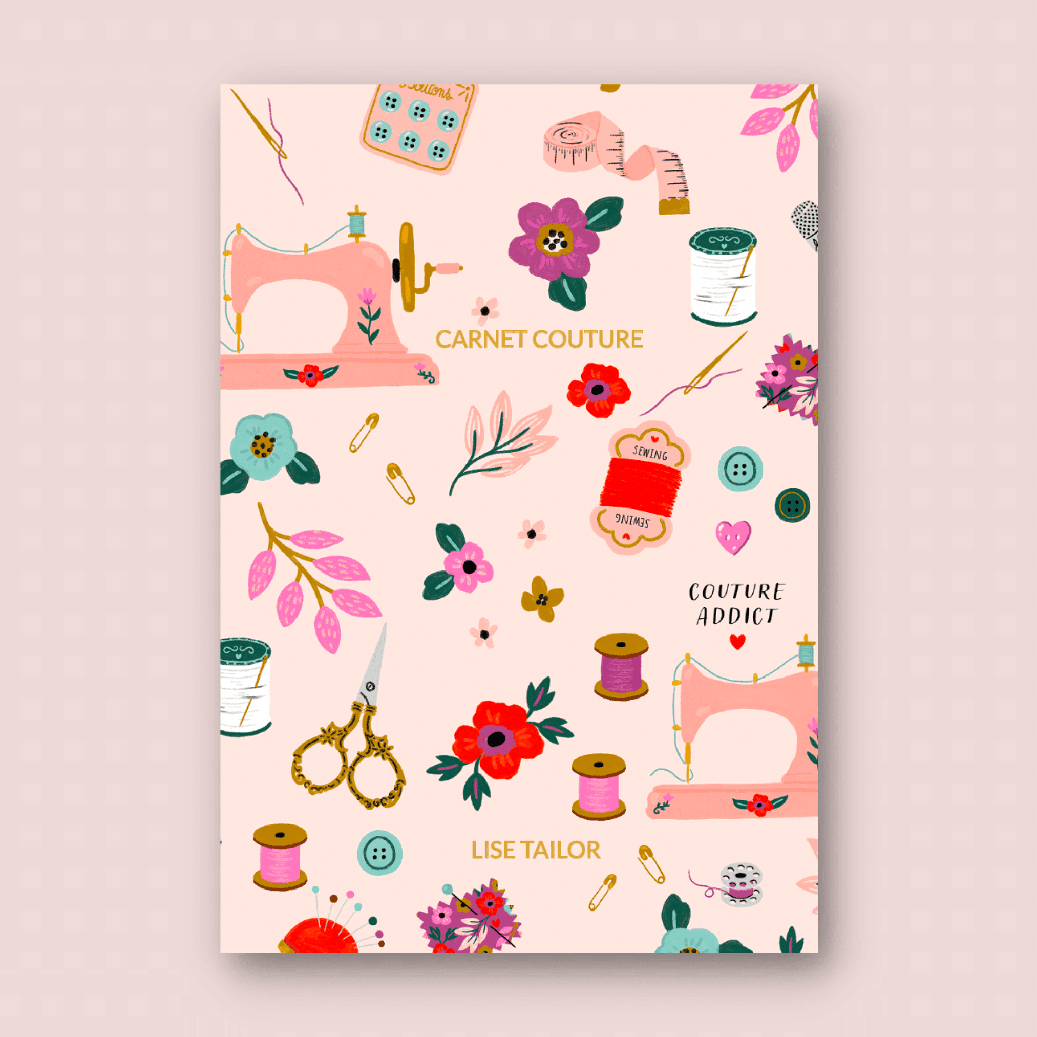 Carnet recouvert de tissu motif couture