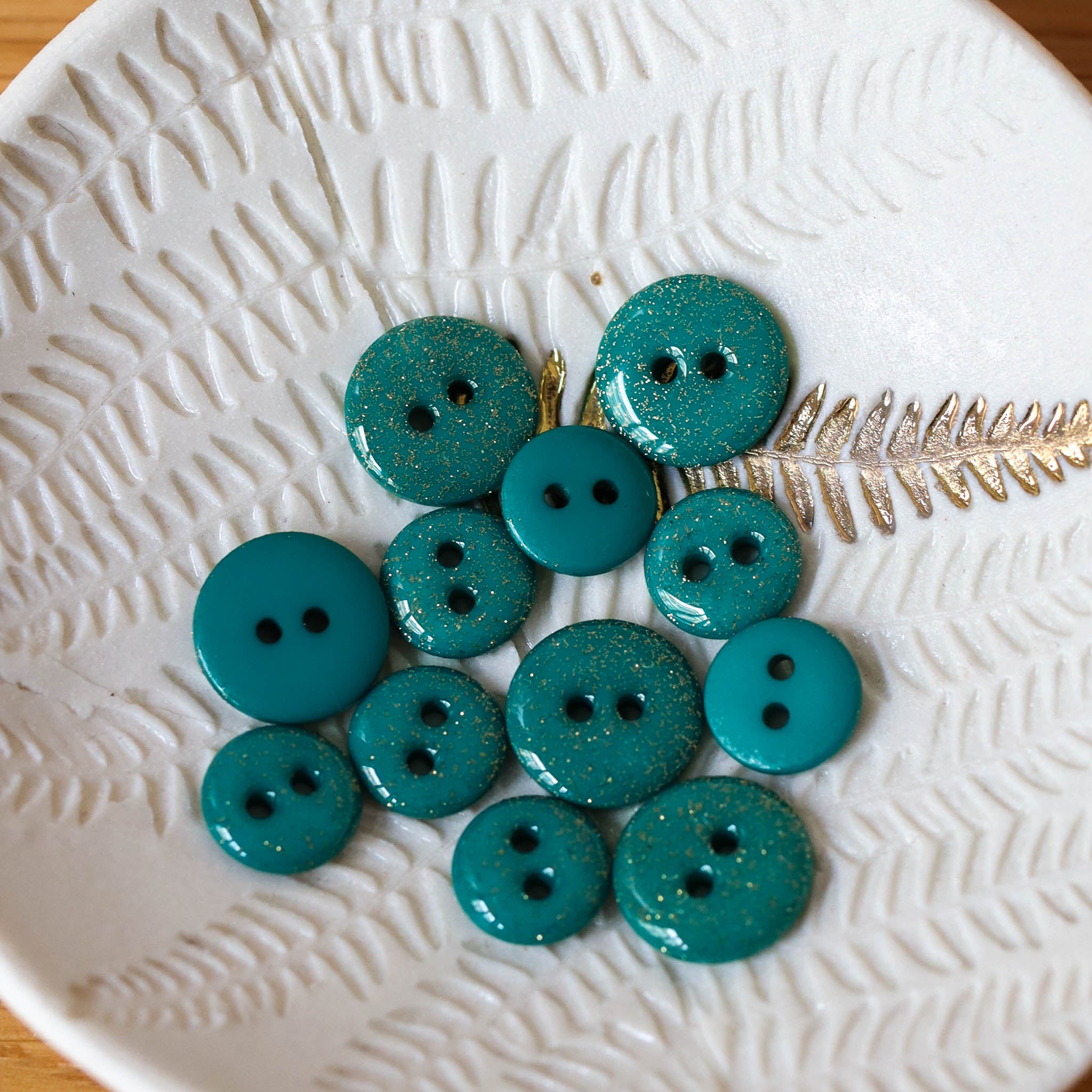 Bouton glitter deux trous - Émeraude