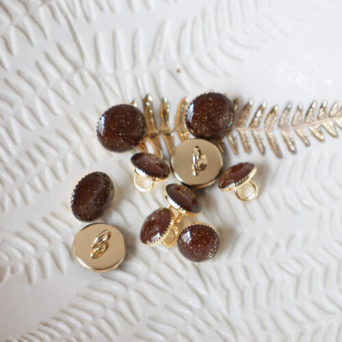 Shank button – Gold glitter – Chestnut